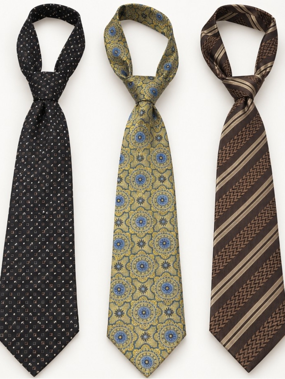 Men’s Necktie Lot of 3 Stafford Giorgio Ferraro Patterned Dress Ties